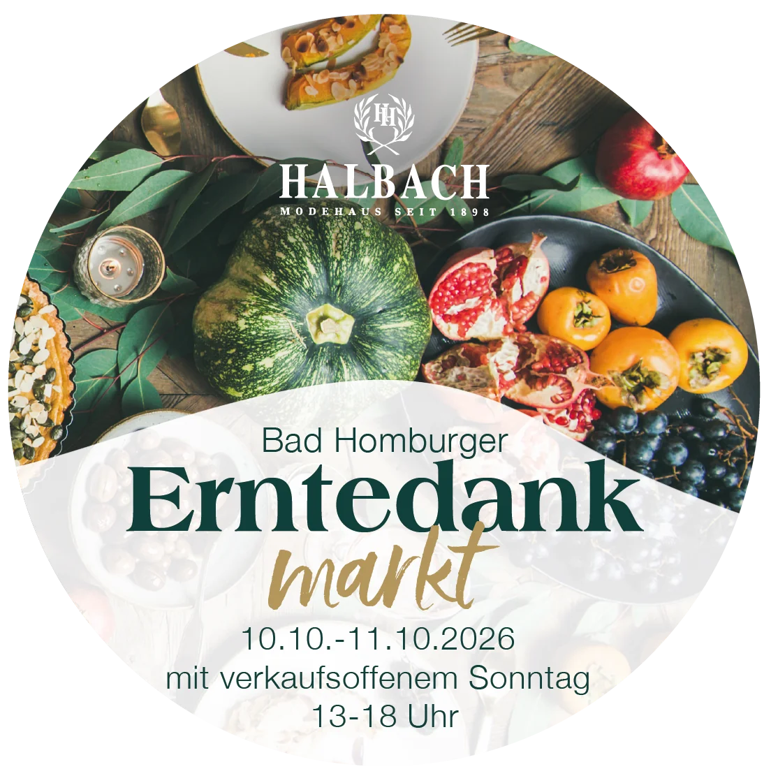 Bad Homburger Erntedankmarkt 10.–11.10.2026 mit verkaufsoffenem Sonntag 13–18 Uhr – Modehaus Halbach